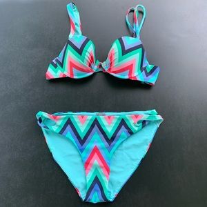 Aerie Geometric Zig Zag Underwire Bikini Set 34B